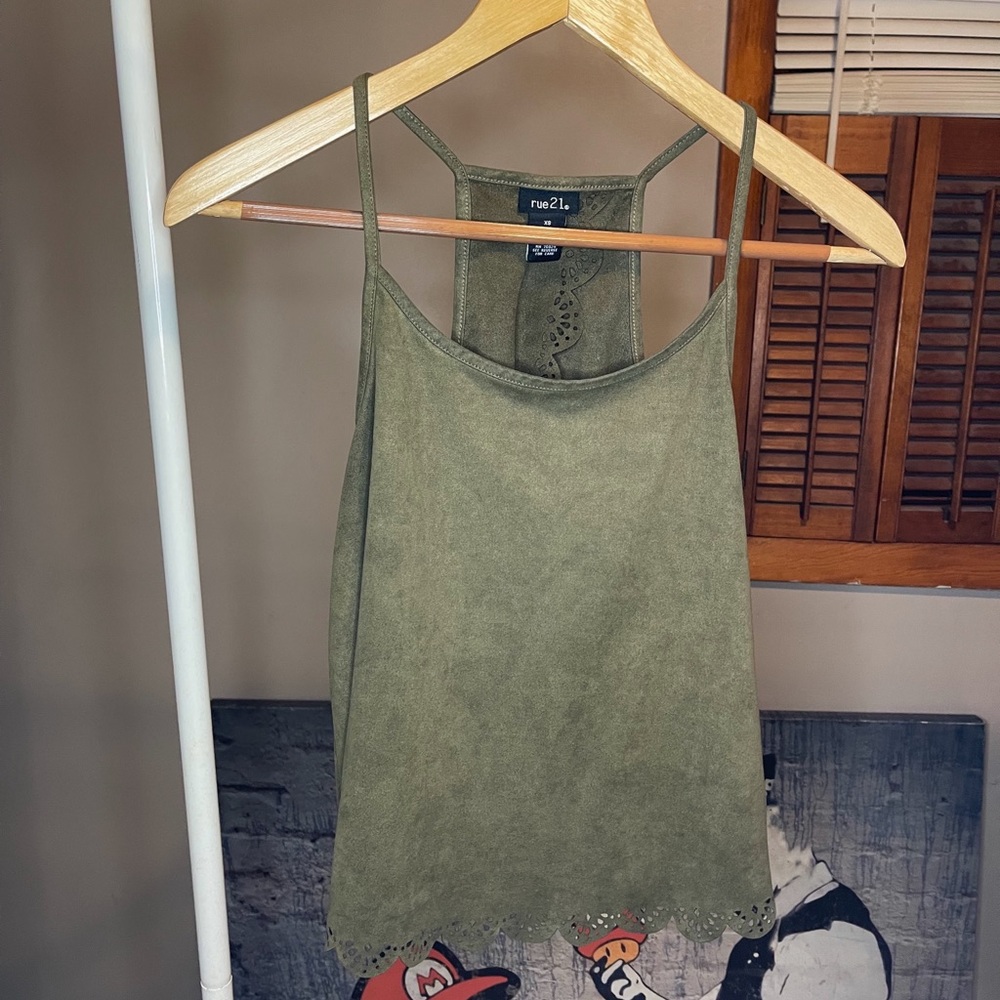 Rue21 Olive Green Open Back Tank Top